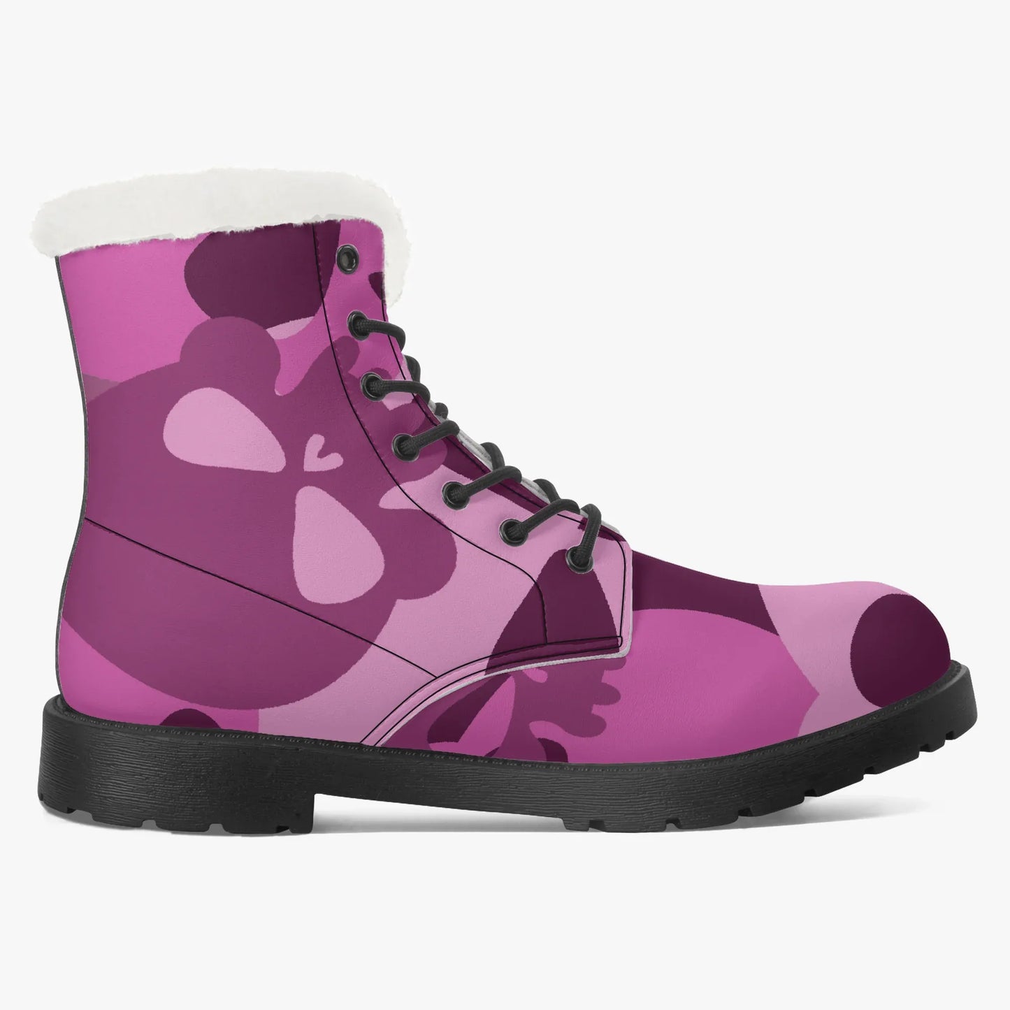 Pink Skull Faux Fur Leder Boots Boots JLR Design