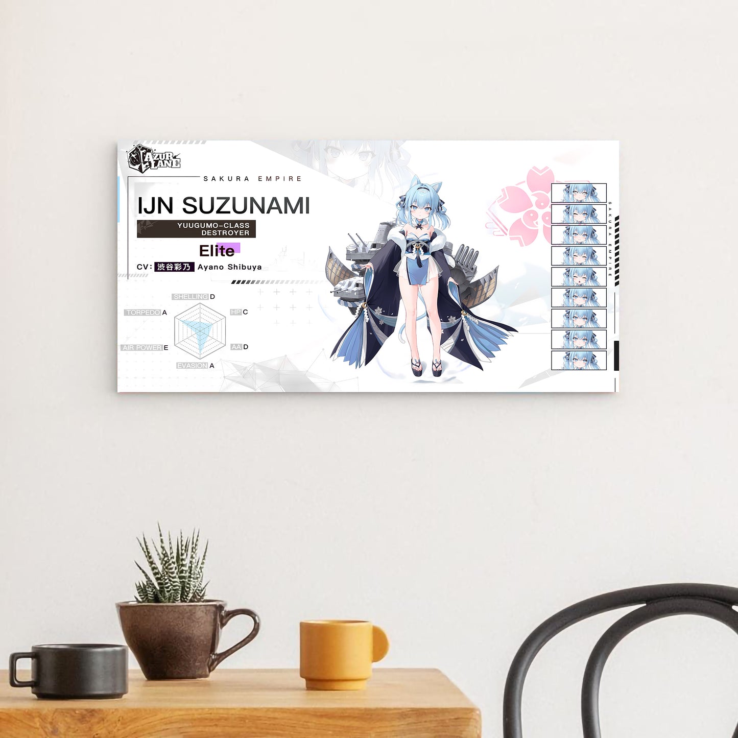Azur Lane Wanddekoration - Charakter Sakura Empire IJN Suzunami Poster JLR Design