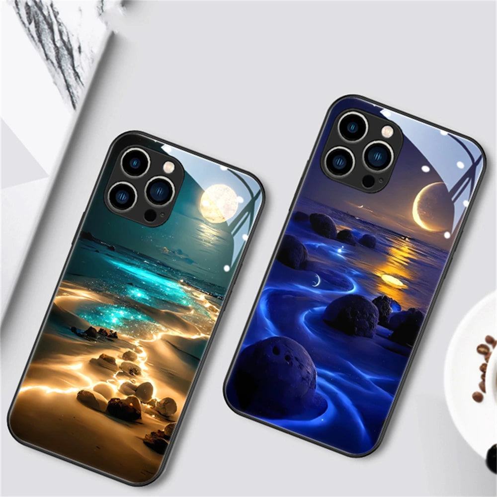 Beautiful Stars River Luminous Glass LED Hülle für Samsung Galaxy S22/S23/S4/Plus/Ultra Cover JLR Design