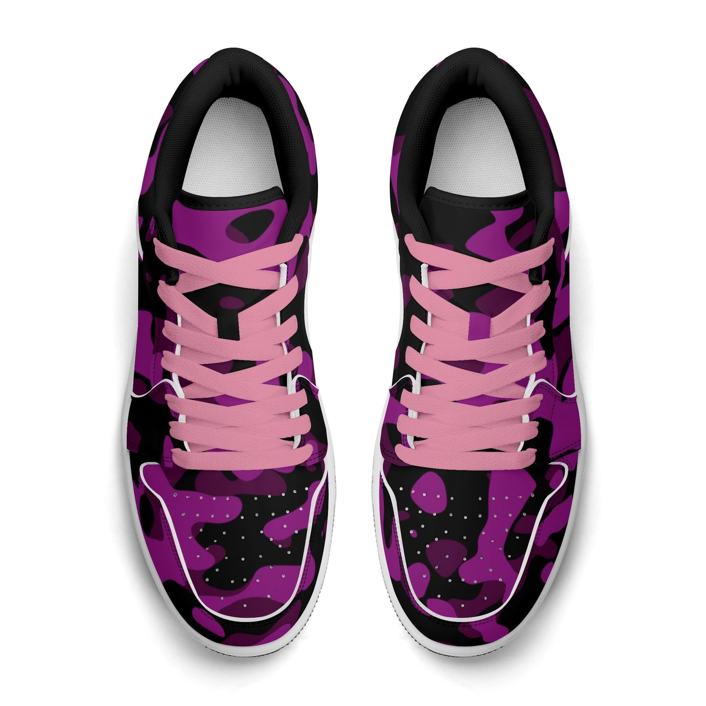 Black Pink Camouflage Low Top Leder Sneaker für Damen Sneaker JLR Design