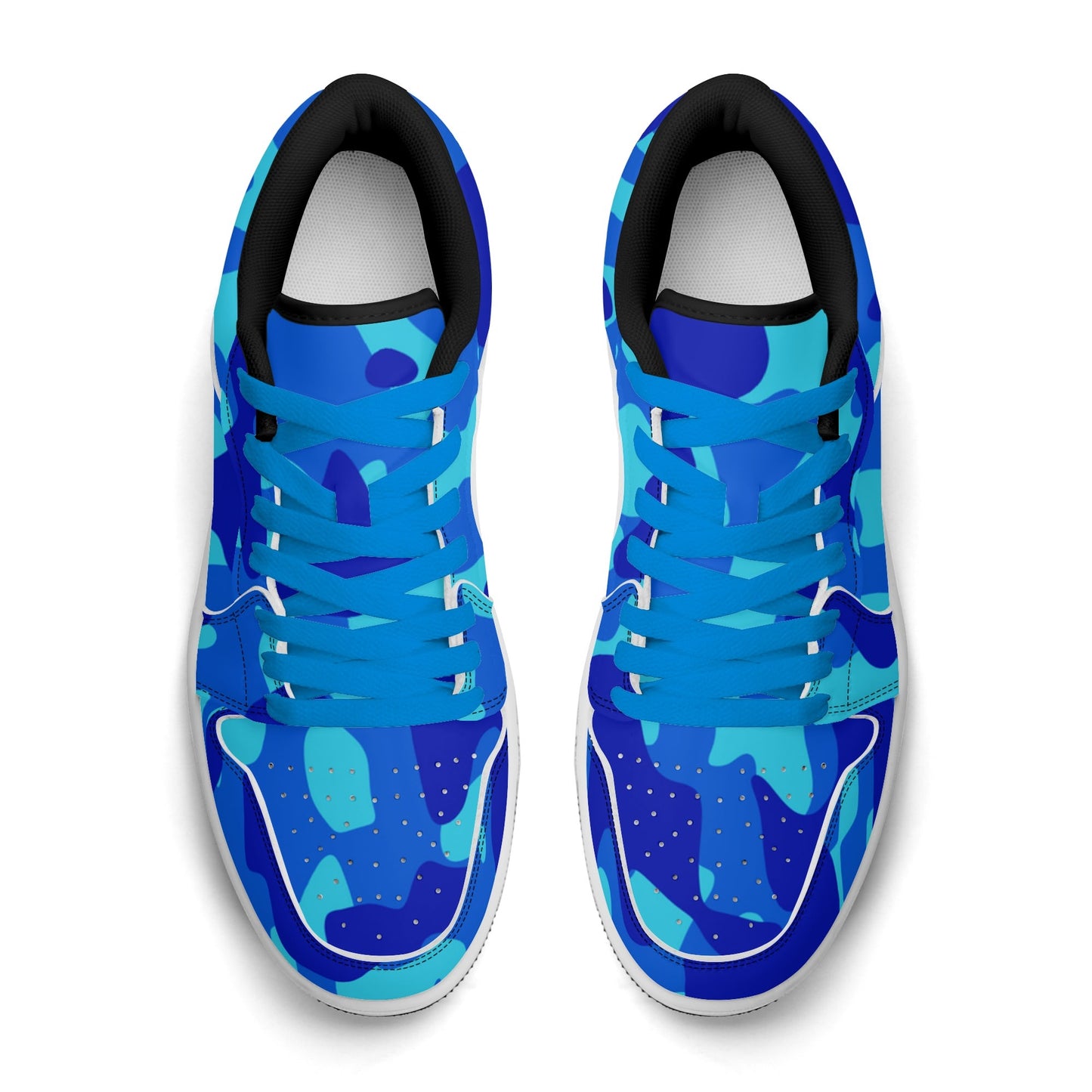 Blue Camouflage Low Top Leder Sneaker für Damen Sneaker JLR Design
