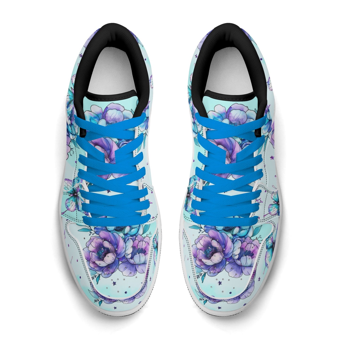 Blue Flowers Low Top Leder Sneaker für Damen Sneaker JLR Design