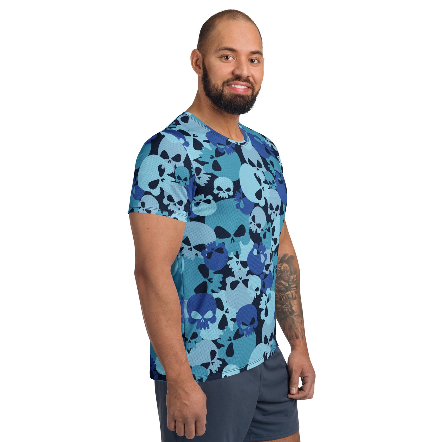 Blue Skull Sport-T-Shirt für Herren Sport T-Shirt JLR Design