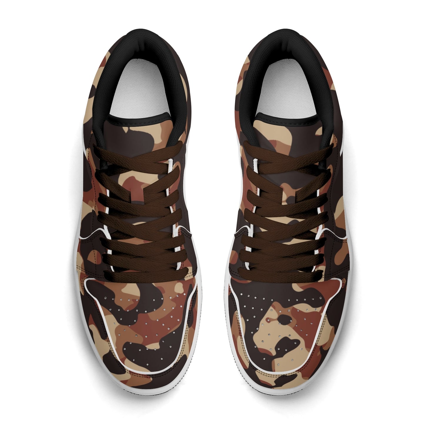 Brown Camouflage Low Top Leder Sneaker für Damen Sneaker JLR Design
