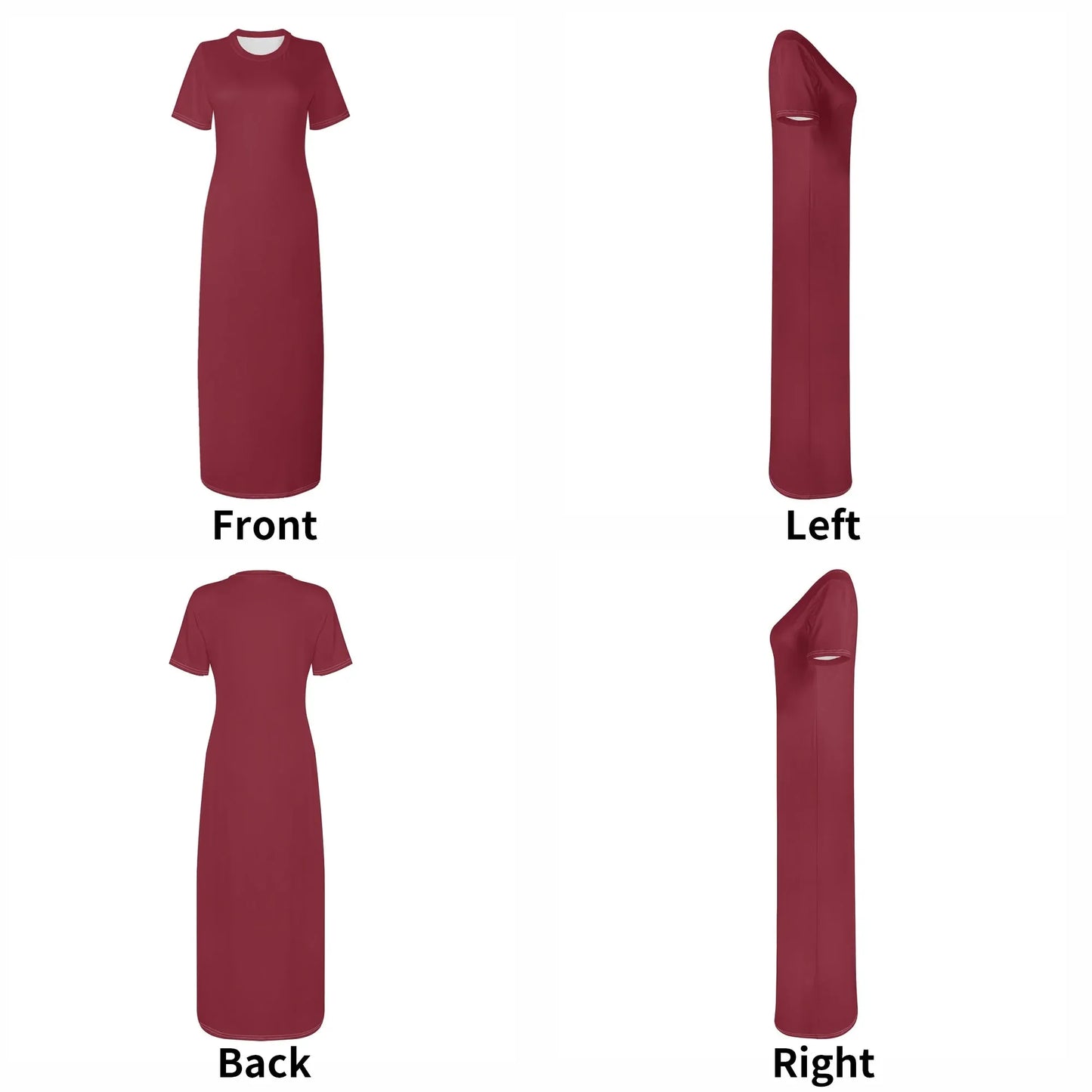 burgund-short-sleeve-long-dress-long-dress-jlr-design-51242 - JLR Design