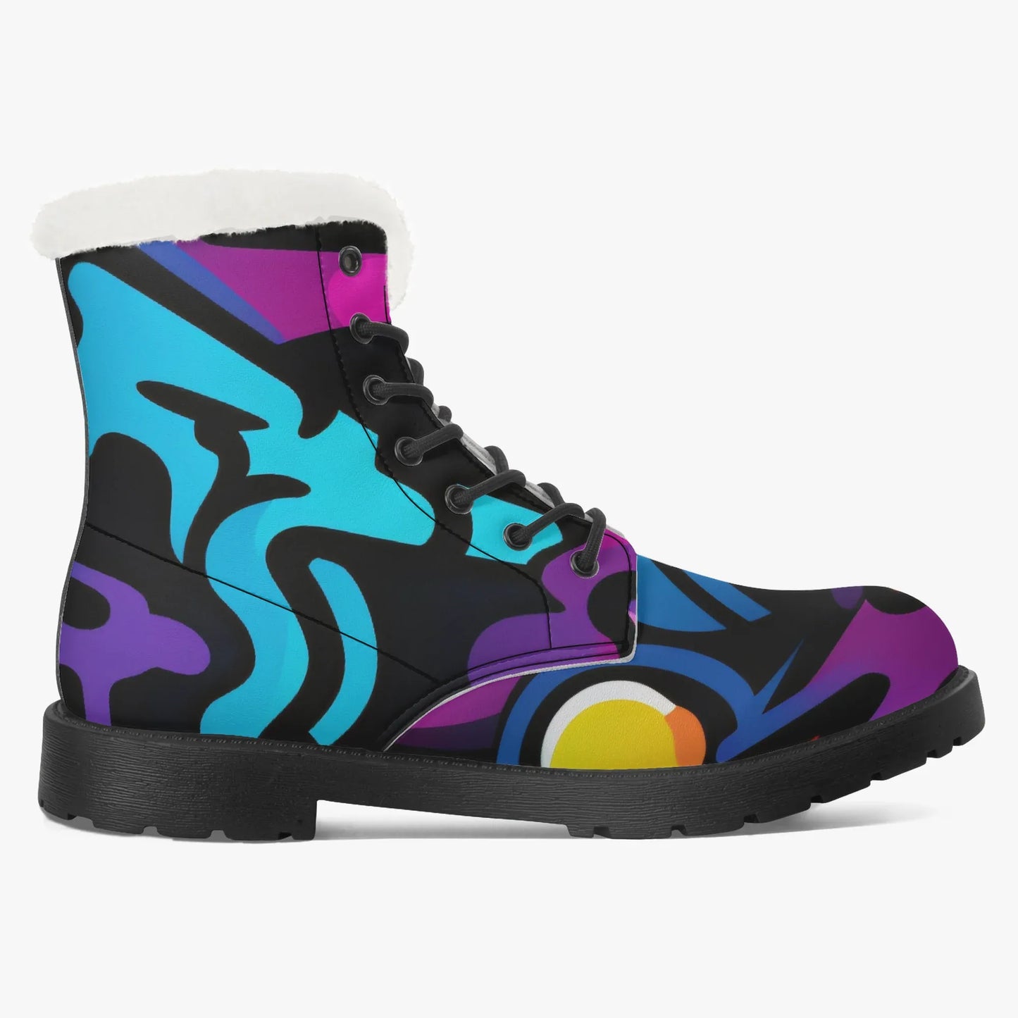 Colorful Graffiti v2 Faux Fur Leder Boots Boots JLR Design