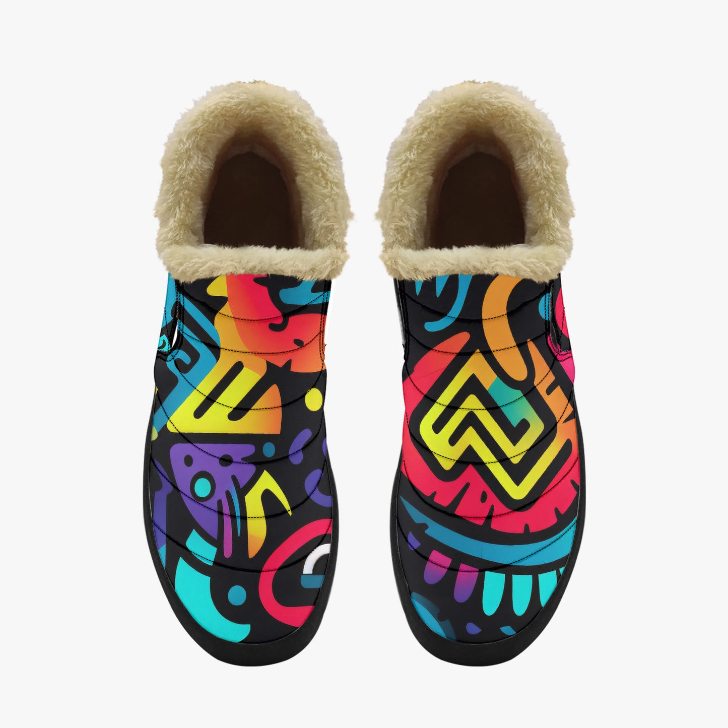 Colorful Graffiti v4 Faux Fur Slipper Slipper JLR Design
