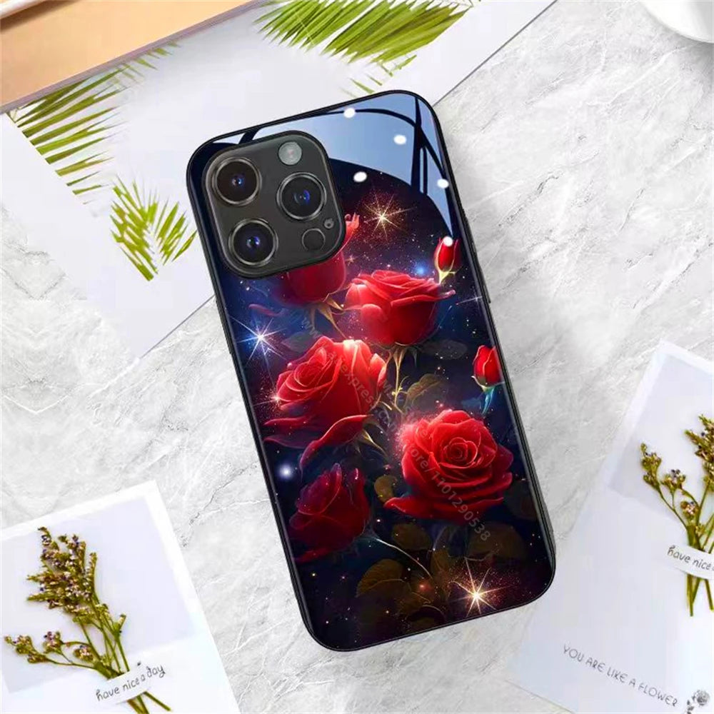 Elegante Iphone Handyhülle mit LED-Beleuchtung Rosen Cover JLR Design