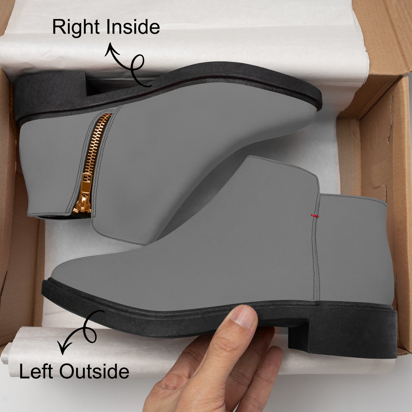 Graue elegante Reißverschluss-Stiefeletten Stiefeletten JLR Design