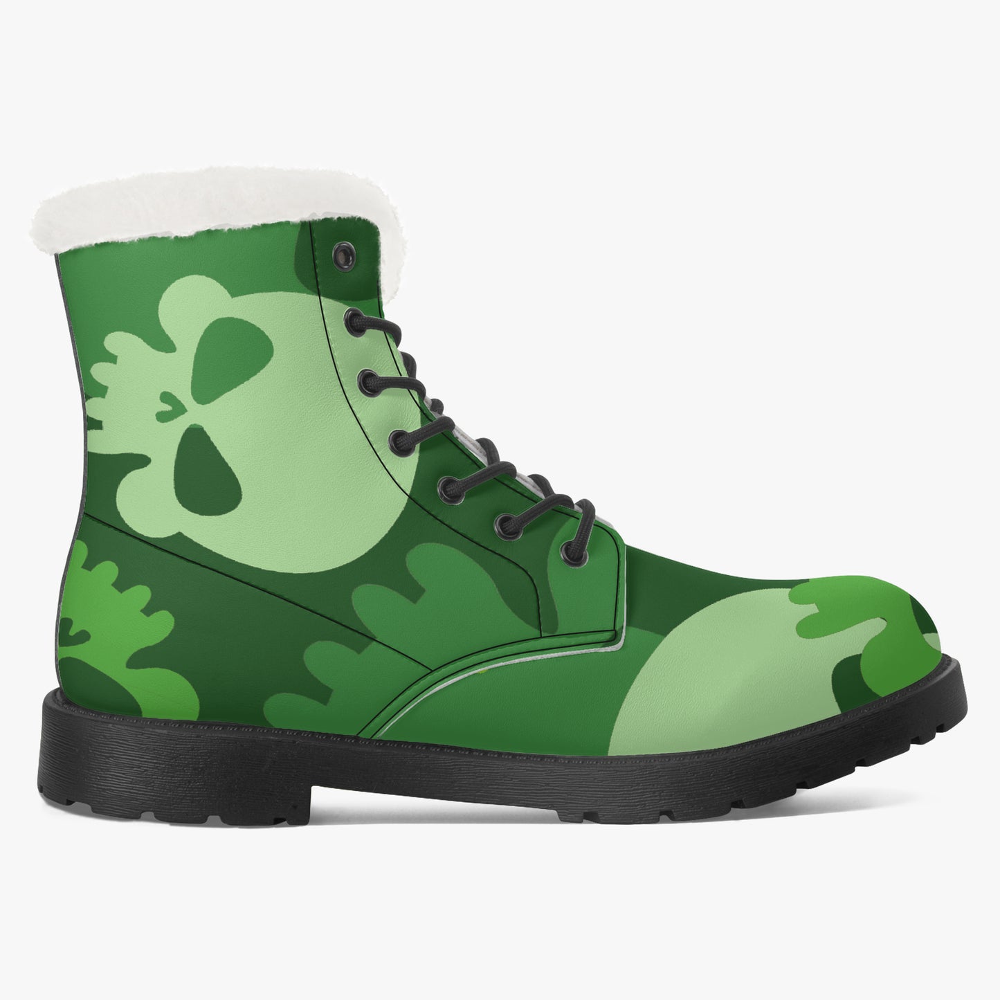 Green Skull Faux Fur Leder Boots Boots JLR Design