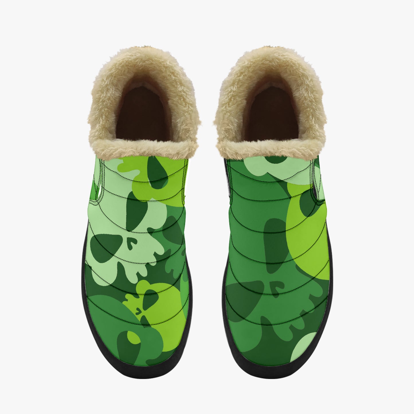 Green Skull Faux Fur Slipper Slipper JLR Design