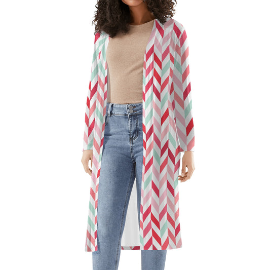 Langer leichter Pink Lines Kimono Cardigan Cardigan JLR Design