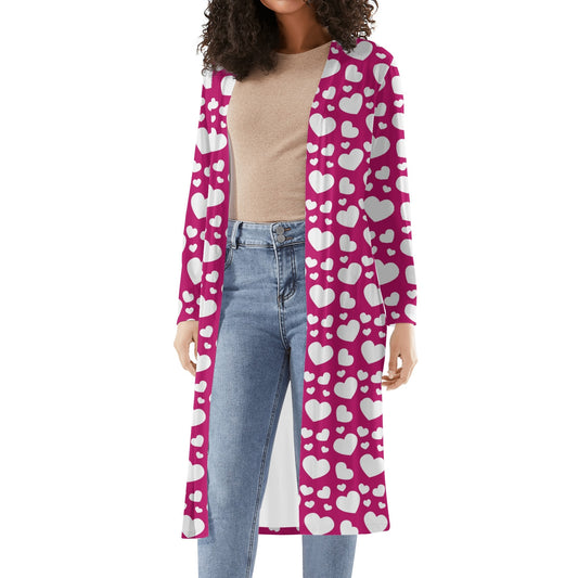 Langer leichter White Hearts Kimono Cardigan Cardigan JLR Design