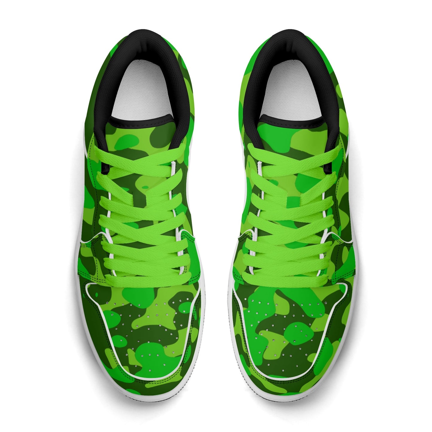 Lime Green Camouflage Low Top Leder Sneaker für Damen Sneaker JLR Design
