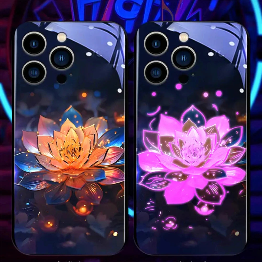 Lotus-Hülle mit LED-Licht für iPhone 13 14 15 Pro Plus Max Cover JLR Design