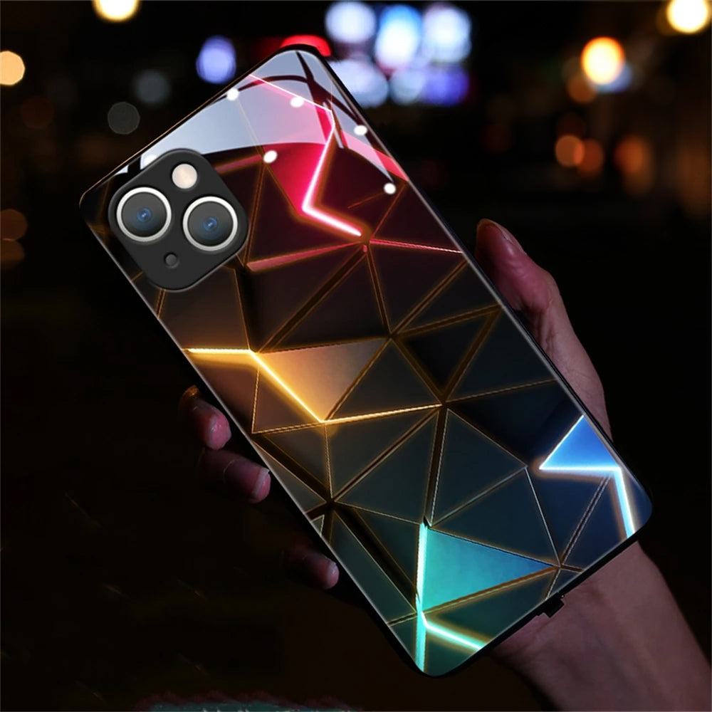 Luxury Geometry LED Handyhülle für Samsung S24/S23/S22/Ultra/Plus Cover JLR Design
