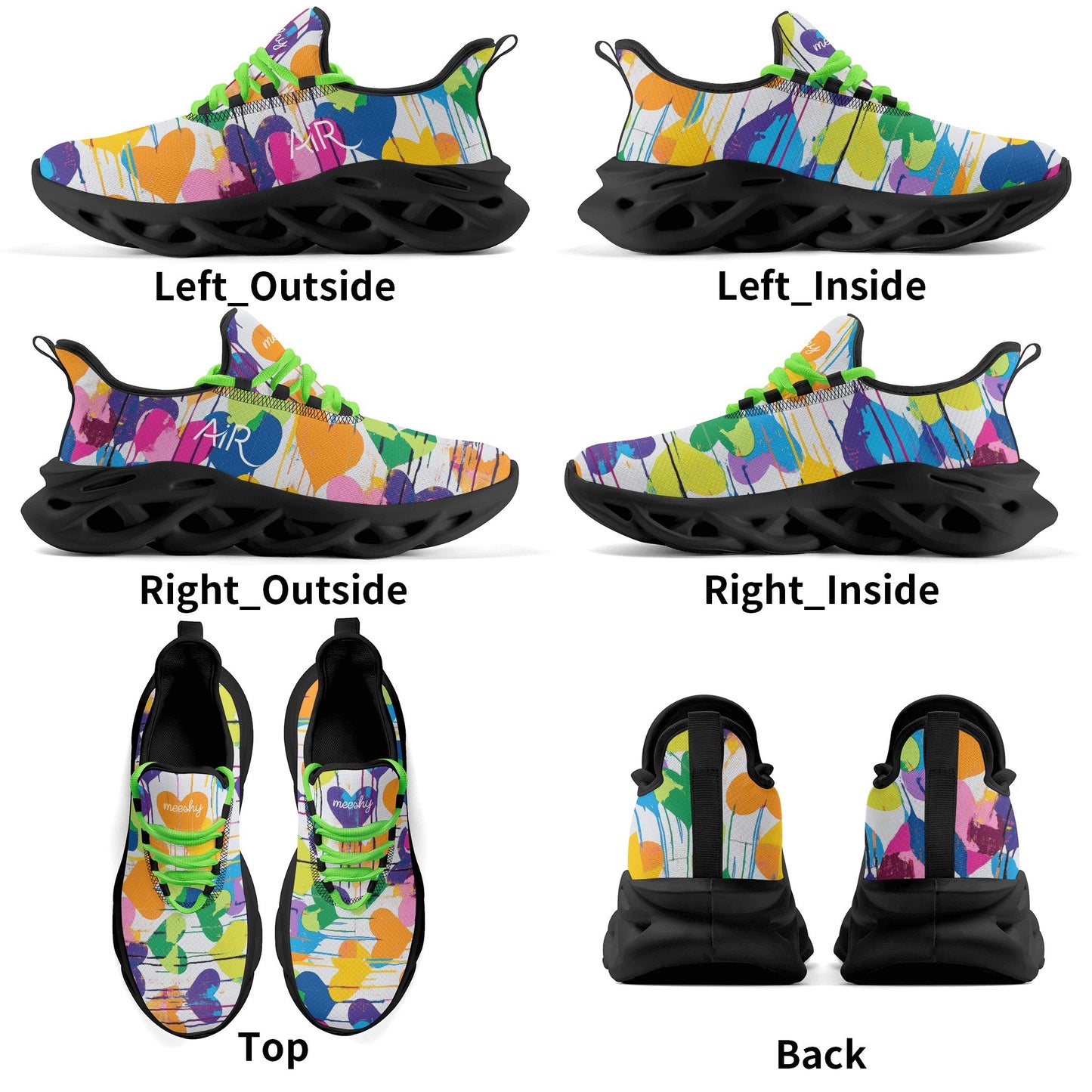 meeshy AIR Athletic Sneaker - Graffiti Hearts v3 - Damen Sneaker JLR Design