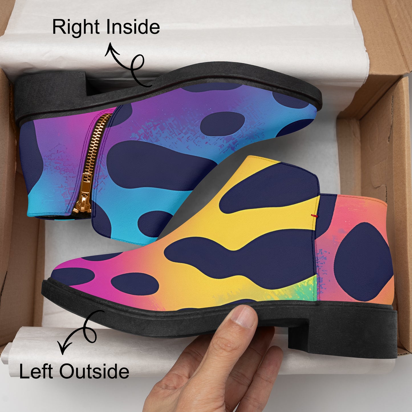 Neon Leopard elegante Reißverschluss-Stiefeletten Stiefeletten JLR Design