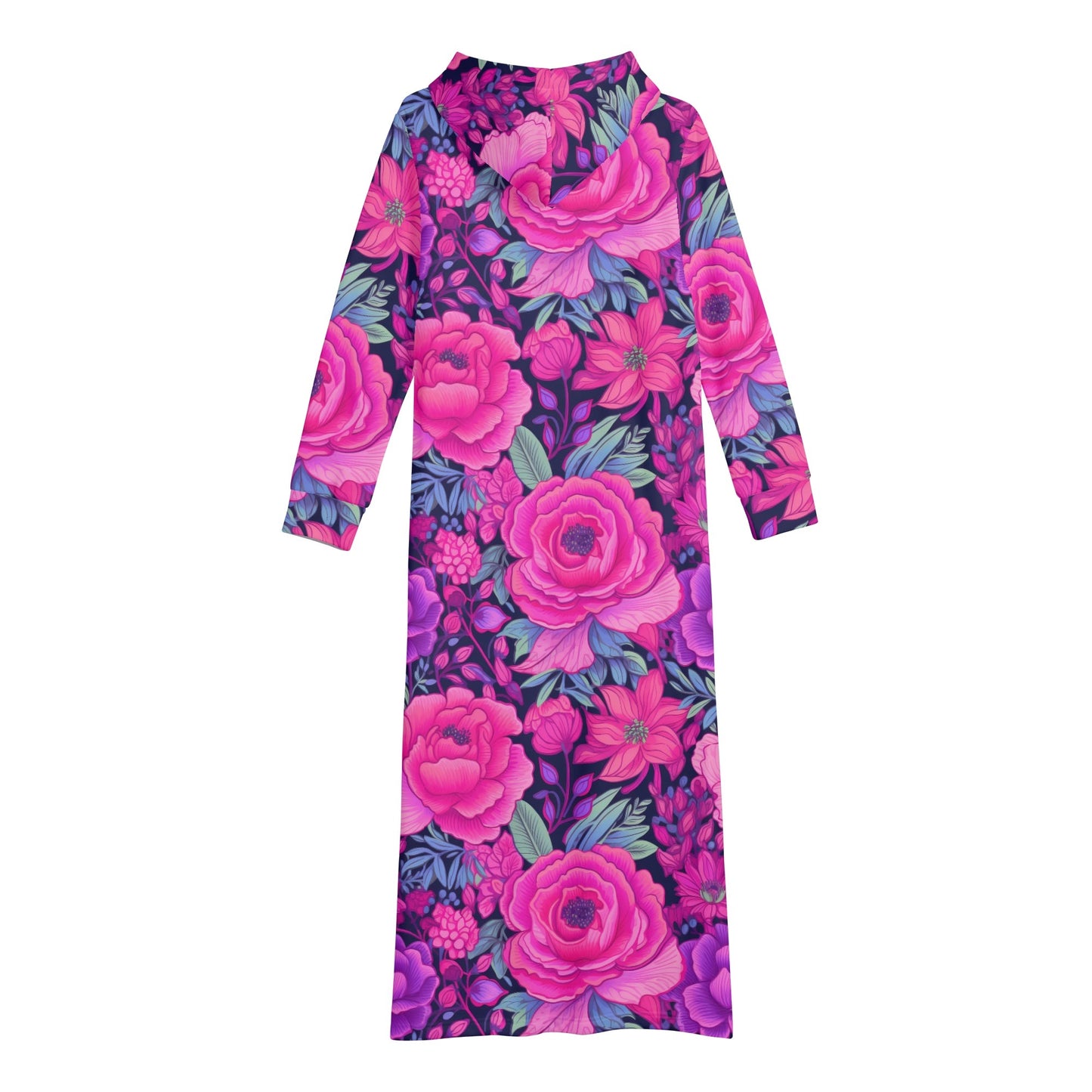 Pink Rose bequemes leichtes Hoodie Kleid Hoodiekleid JLR Design