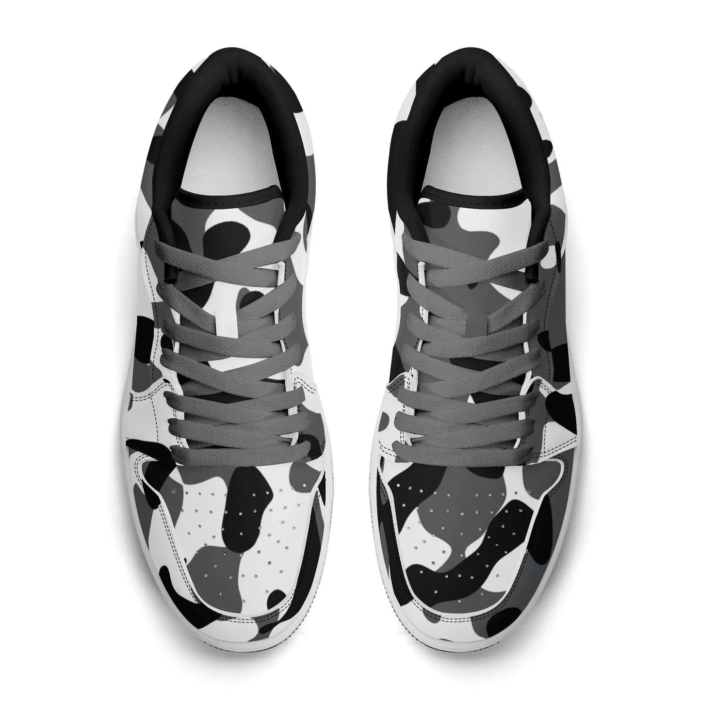 schwarz-grau-weiss-camouflage-low-top-leder-sneaker-fur-damen-sneaker-jlr-design-31632 - JLR Design