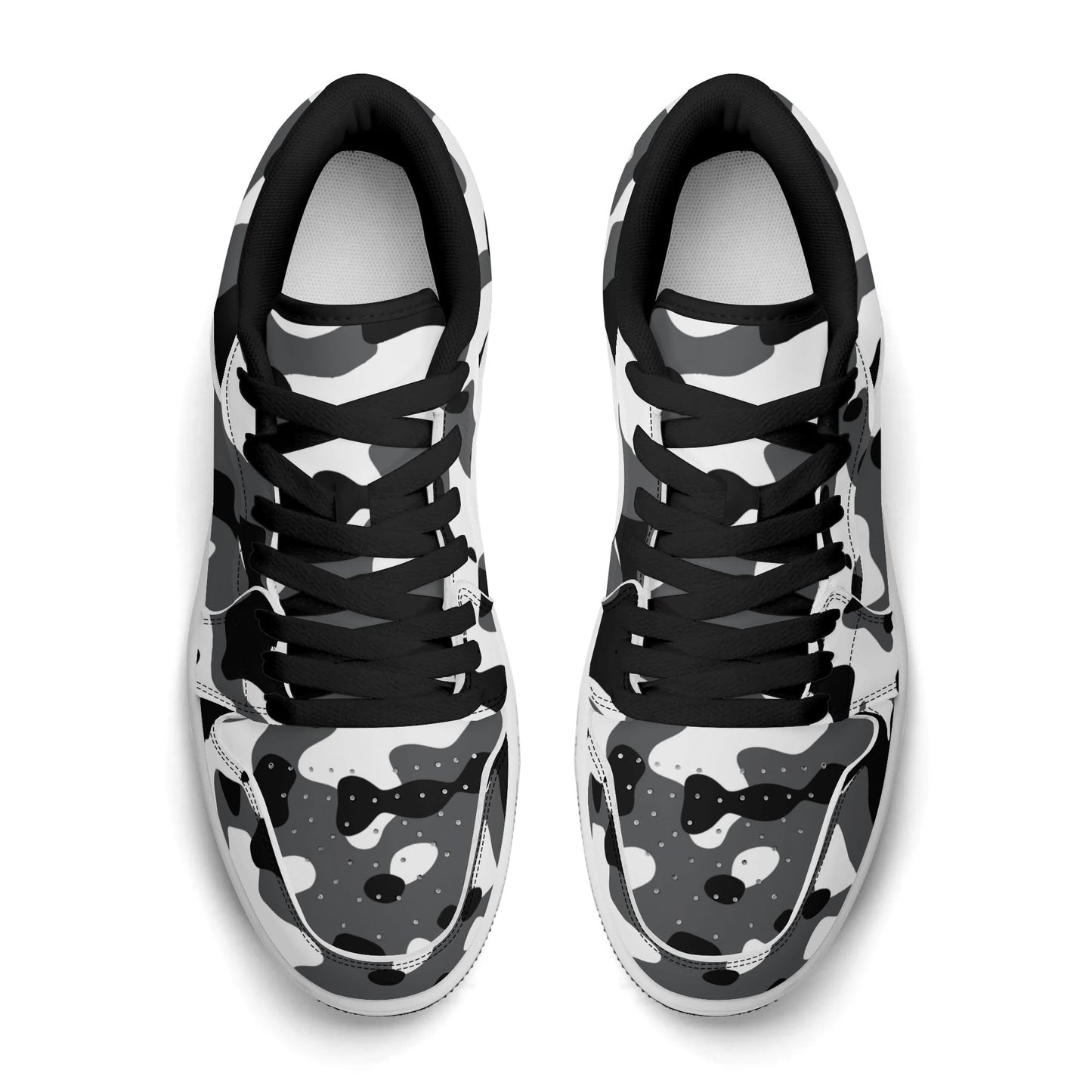 Schwarz Grau Weiß Camouflage Low Top Leder Sneaker für Herren Sneaker JLR Design