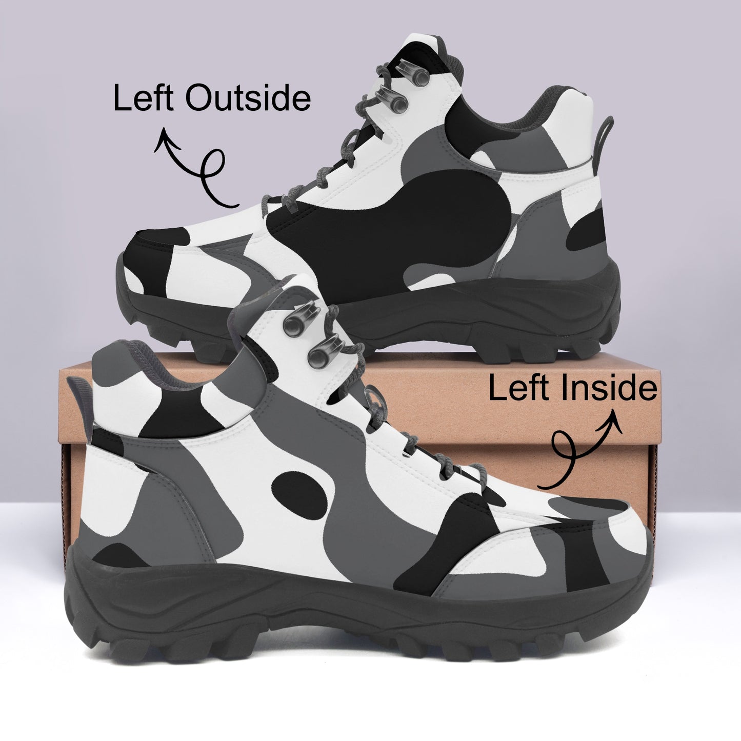 Schwarz Weiß Camouflage Winter Stiefel Winter Stiefel JLR Design