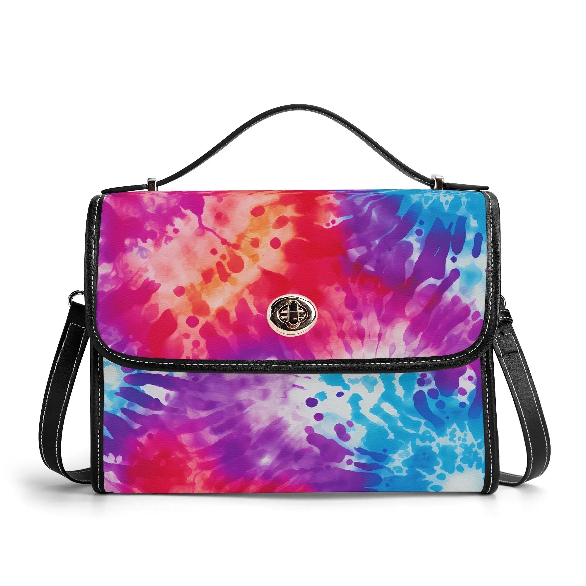 Fashion Khaki Tie Dye Floral Cotton Satchel Handbag main image 1