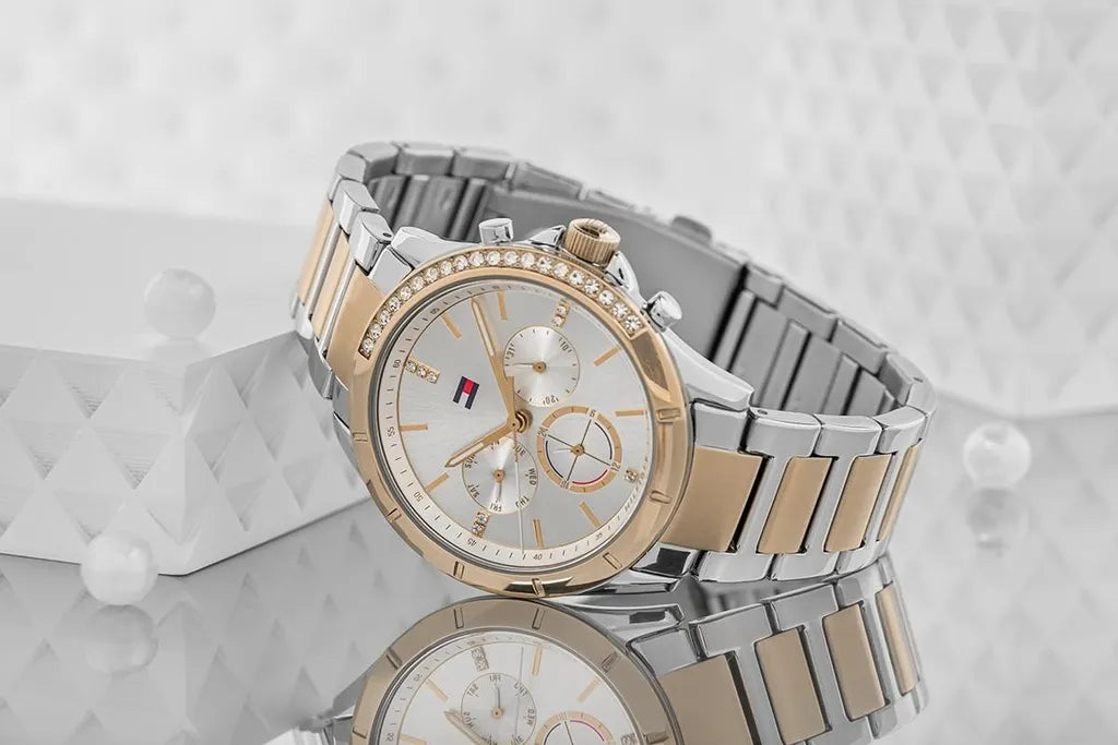 Tommy Hilfiger Kennedy 1782387 Damenuhr – Bicolor-Luxus mit Steinbesatz