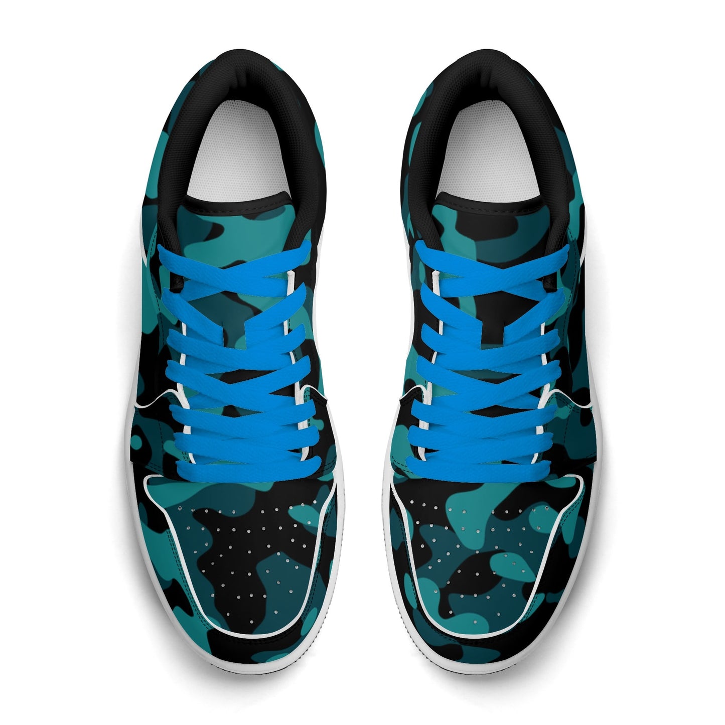 Türkis Camouflage Low Top Leder Sneaker für Damen Sneaker JLR Design