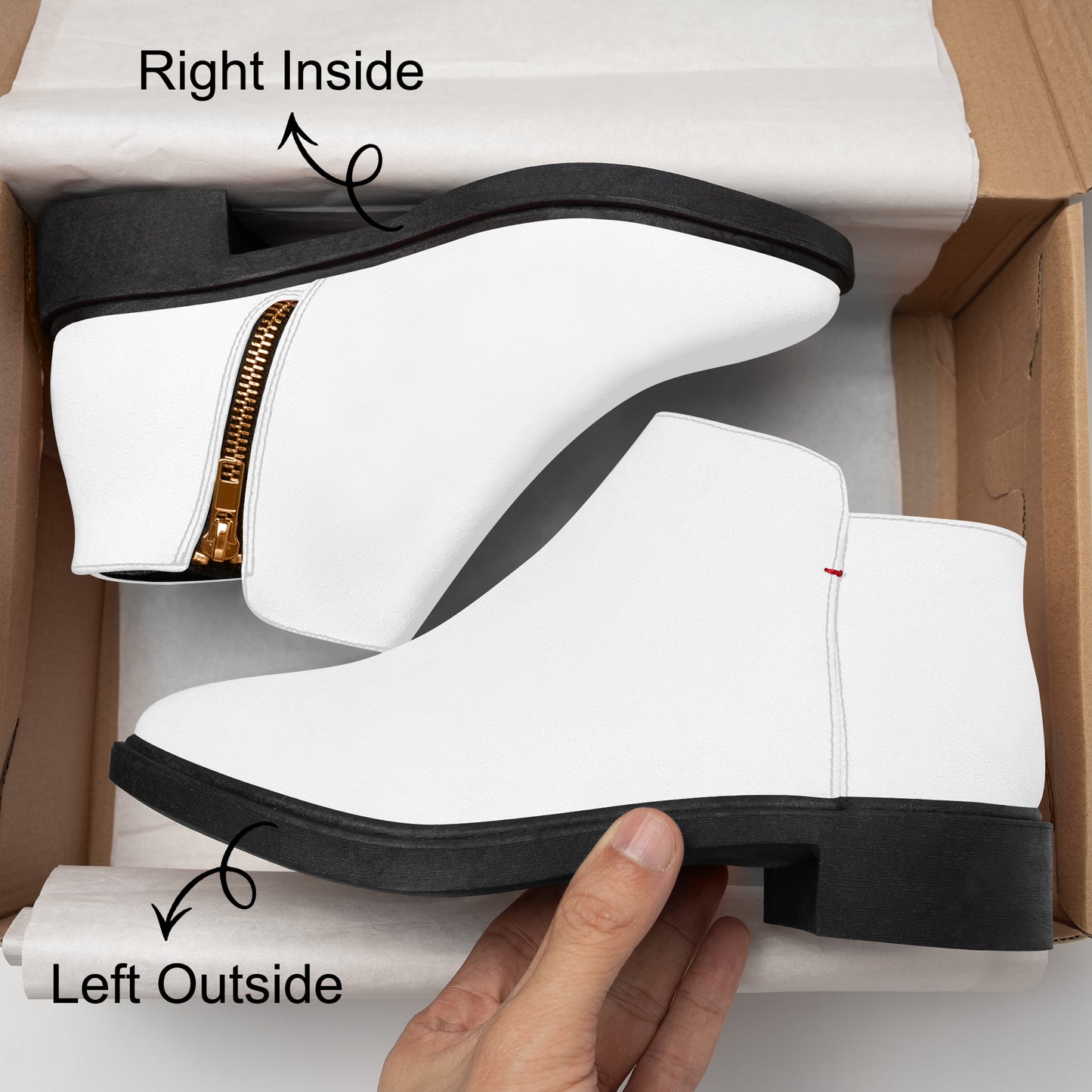 Weiße elegante Reißverschluss-Stiefeletten Stiefeletten JLR Design