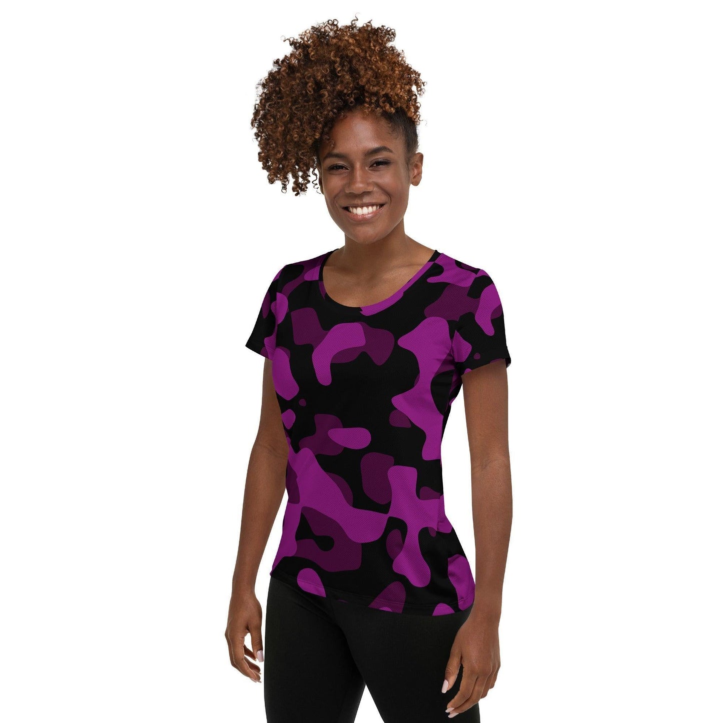 Black Violet Camouflage Sport-T-Shirt für Damen Sport T-Shirt JLR Design