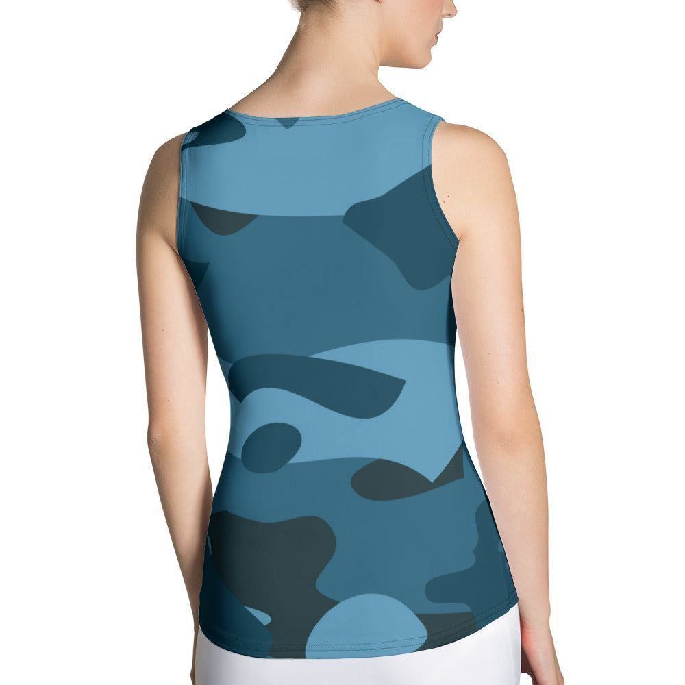Blaue Camouflage Damen Tank Top Tank Top JLR Design