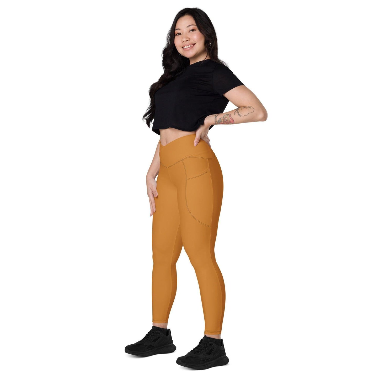 Bronze Damen V-Bund Leggings mit Taschen V-Bund Leggings JLR Design