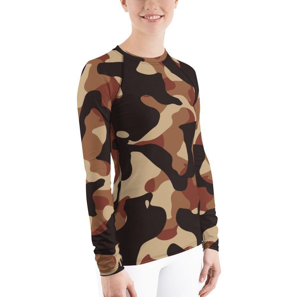Brown Camouflage Damen Rash Guard Rash Guard JLR Design