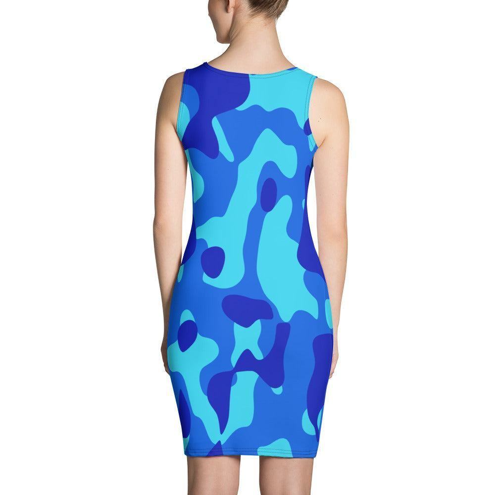 Enganliegendes Blue Camouflage Kleid Kleid JLR Design