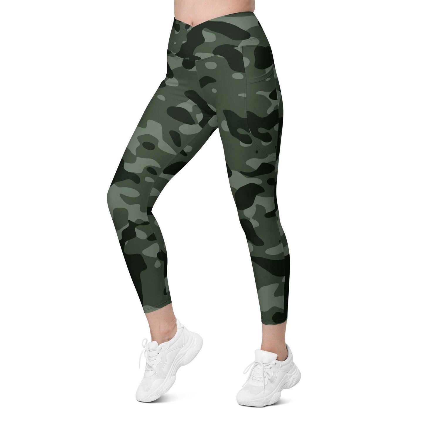 Green Camouflage Damen V-Bund Leggings mit Taschen V-Bund Leggings JLR Design