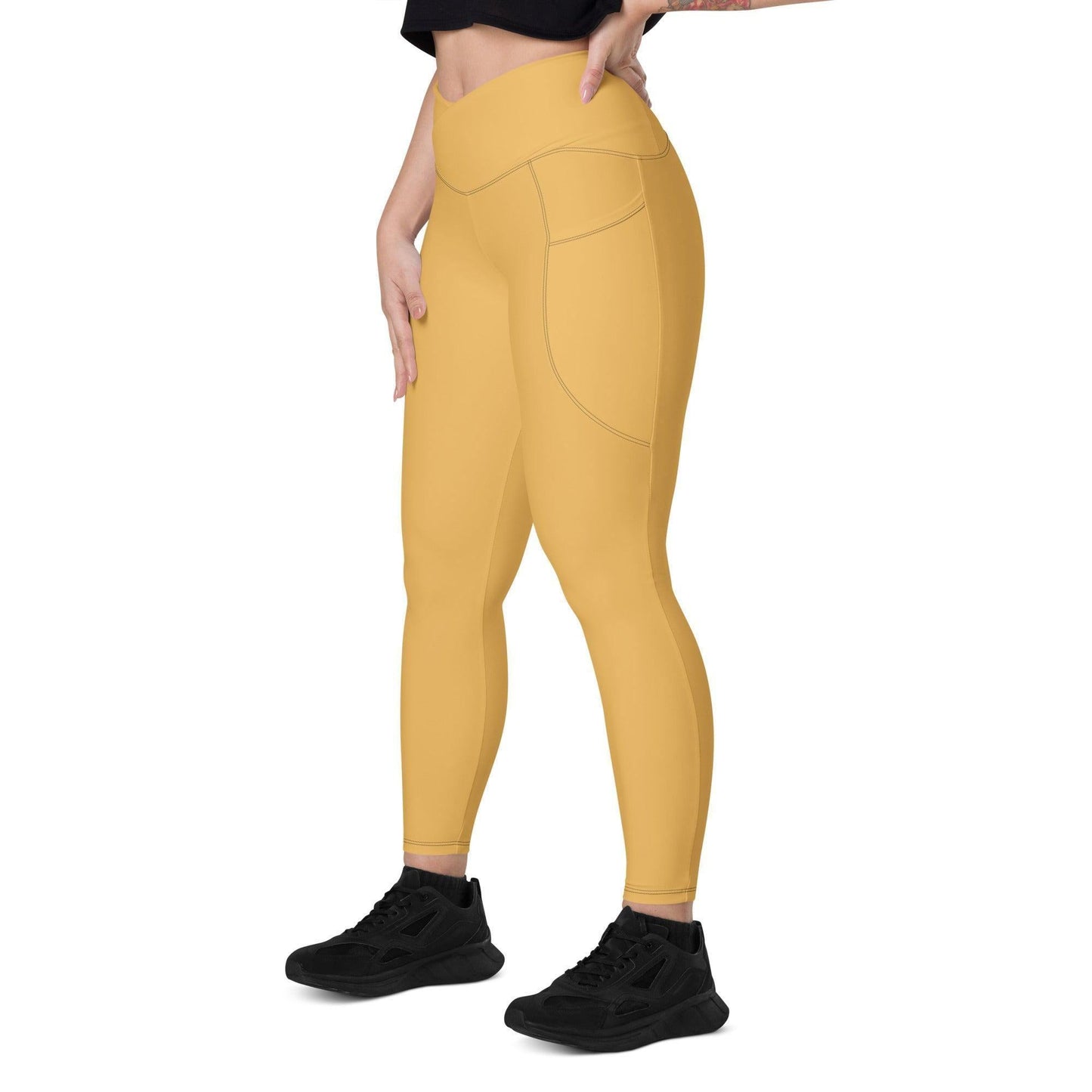 Harvest Gold Damen V-Bund Leggings mit Taschen V-Bund Leggings JLR Design