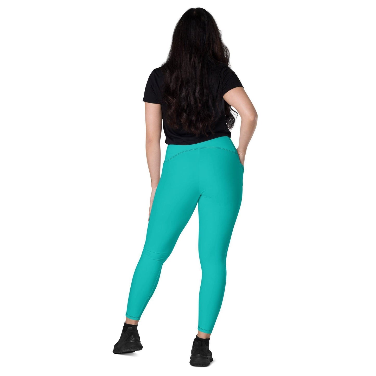 Iris Blue Damen V-Bund Leggings mit Taschen V-Bund Leggings JLR Design
