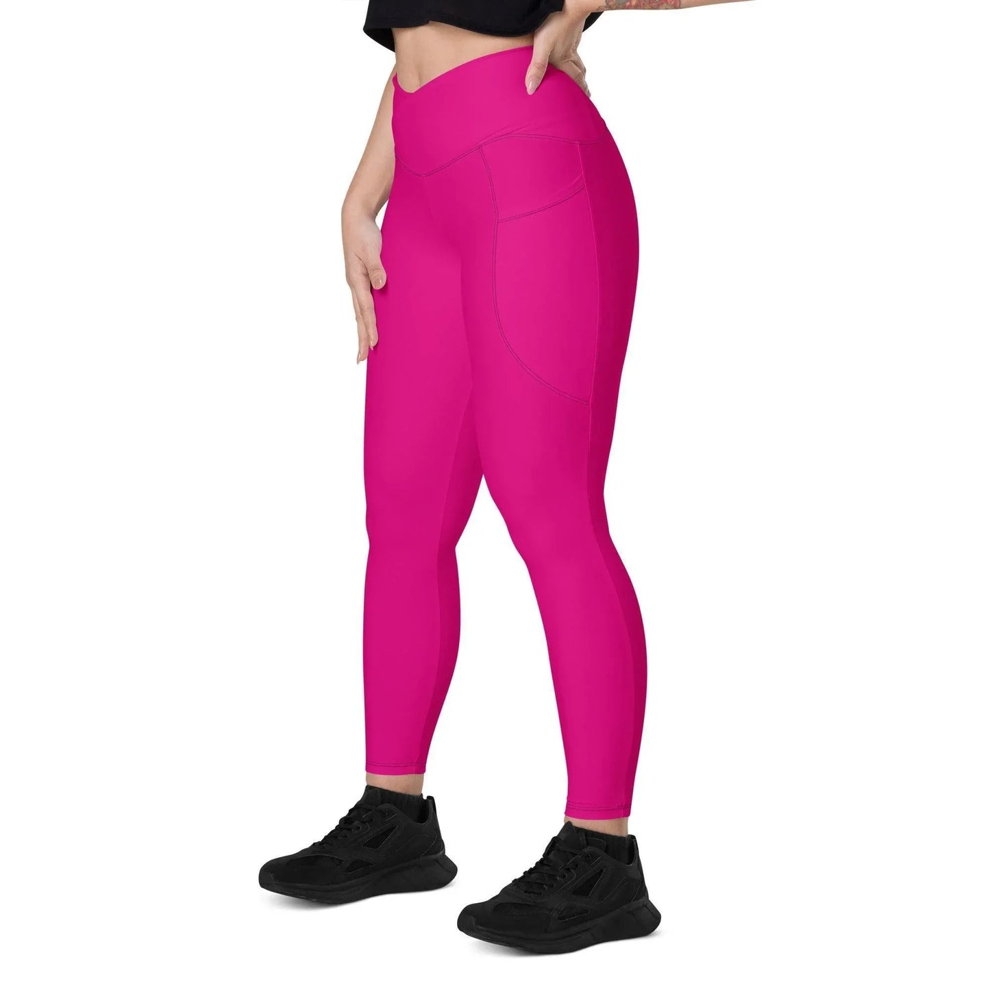 Pinke Damen V-Bund Leggings mit Taschen V-Bund Leggings JLR Design