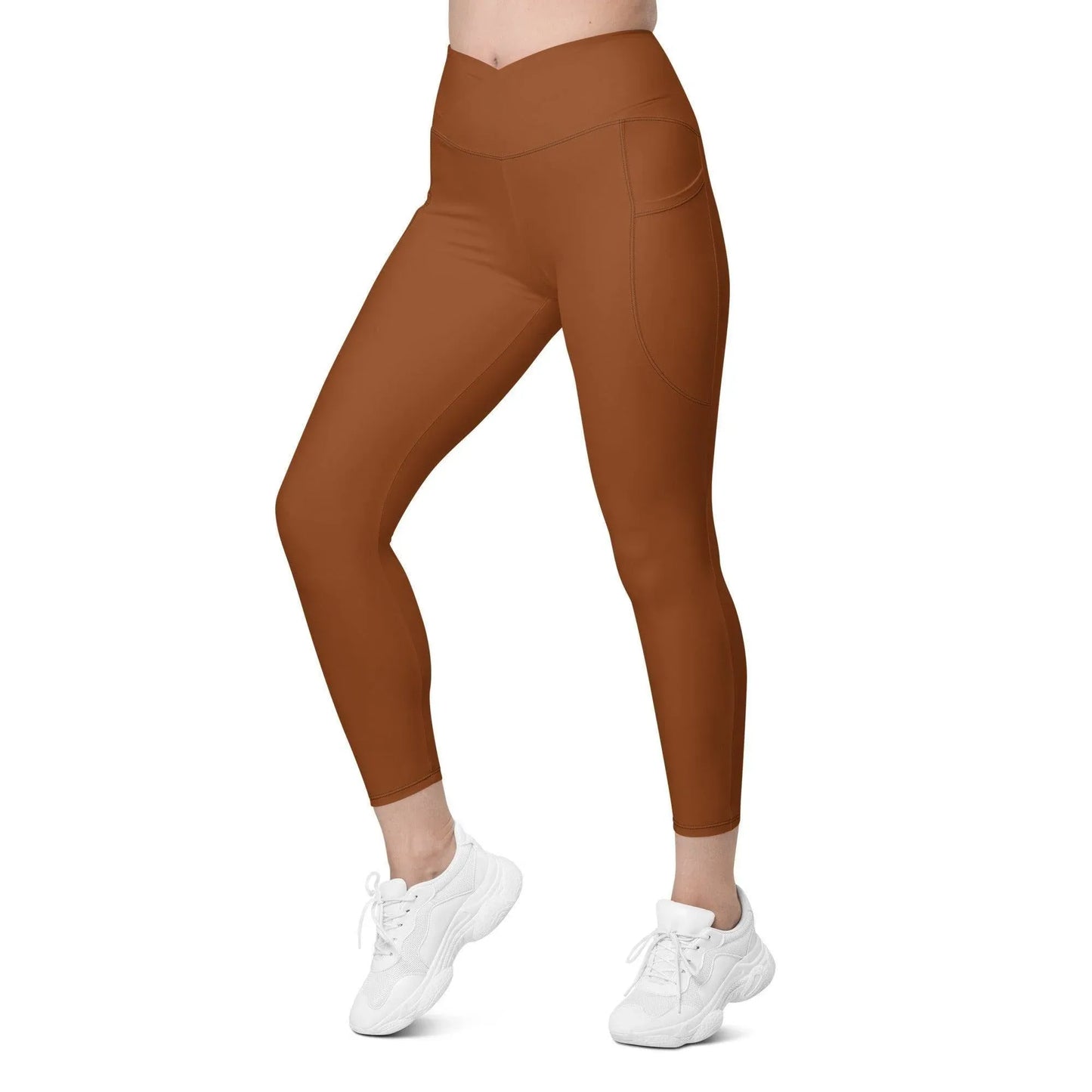 Saddle Brown Damen V-Bund Leggings mit Taschen V-Bund Leggings JLR Design