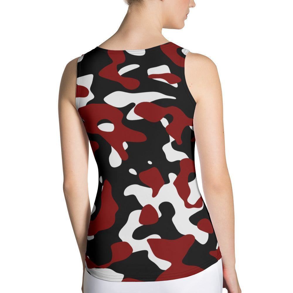 Schwarz Rot Weiß Camouflage Damen Tank Top Tank Top JLR Design