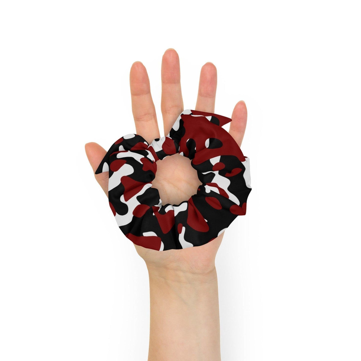 Schwarz Rot Weiss Camouflage Scrunchie Scrunchie JLR Design