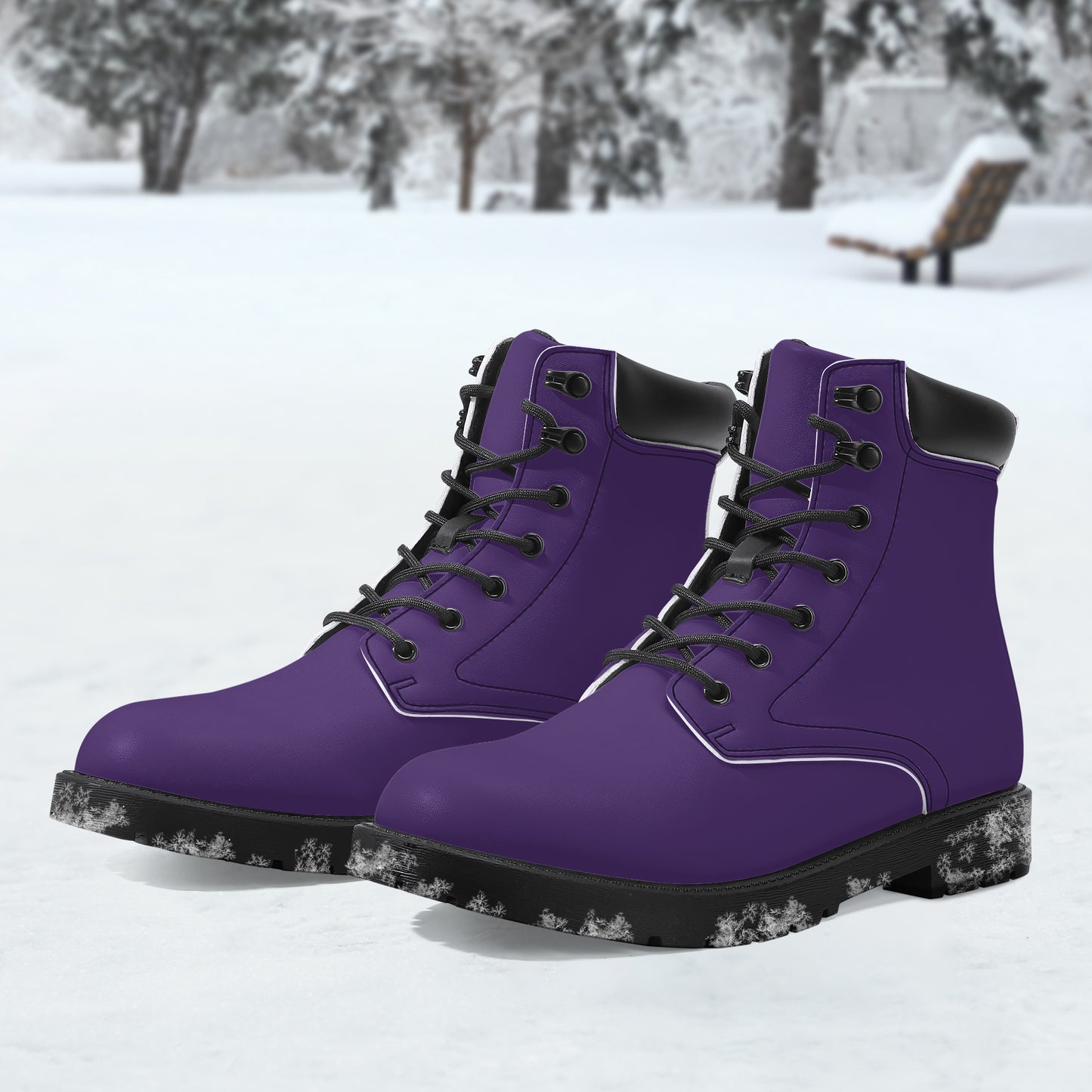 Lila Leder Boots | Stylische und Warme Winterstiefel Boots JLR Design