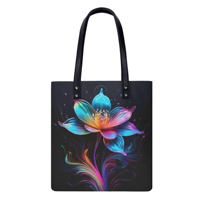 Neon Lotusblume PU Leder Handtasche