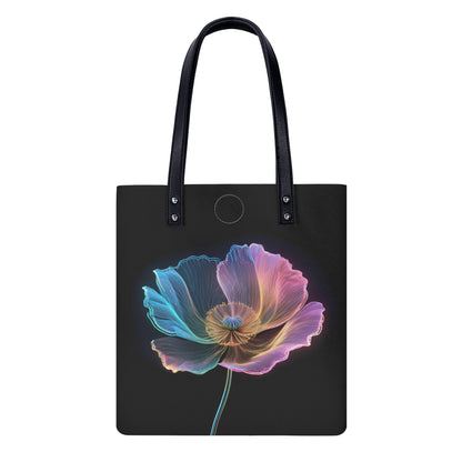 Neon Mohnblume PU Leder Handtasche