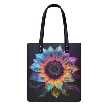 Neon Sonnenblume PU Leder Handtasche