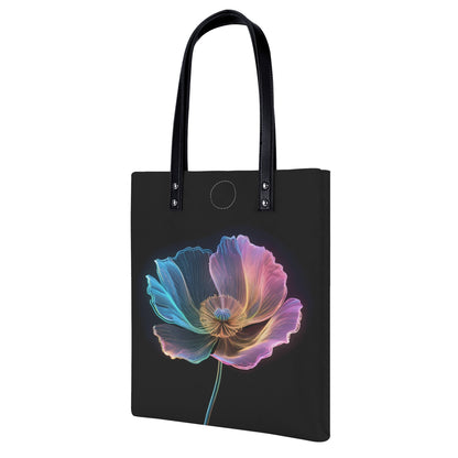 Neon Mohnblume PU Leder Handtasche