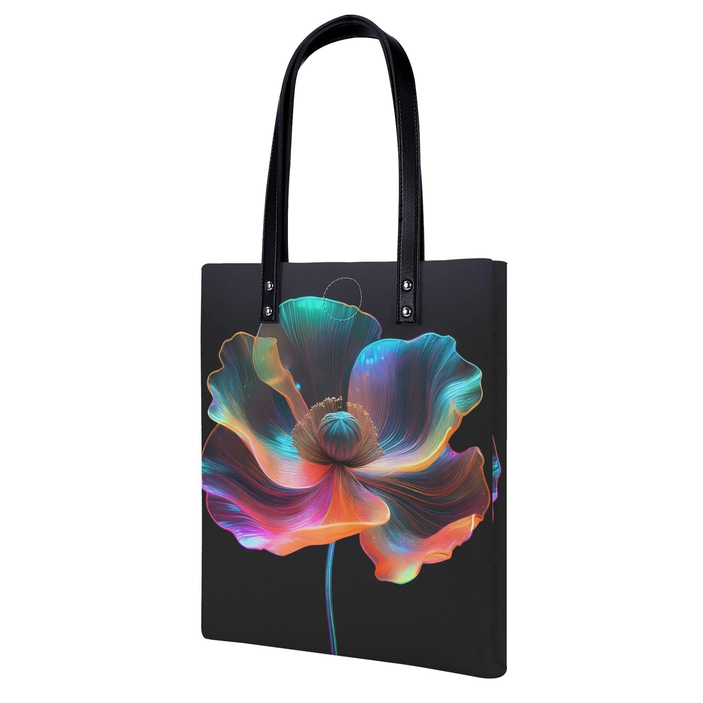 Neon Mohnblume 2 PU Leder Handtasche