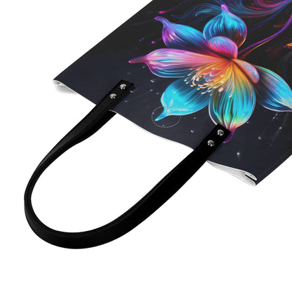 Neon Lotusblume PU Leder Handtasche