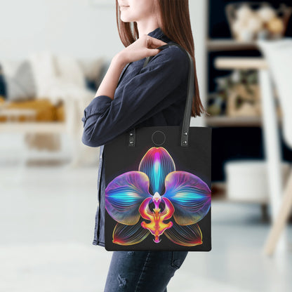 Neon Orchidee PU Leder Handtasche